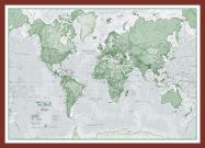 Small The World Is Art - Wall Map Green (Pinboard & framed - Dark Oak)