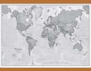 Medium The World Is Art - Wall Map Grey (Wooden hanging bars)