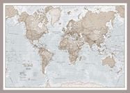 Medium The World Is Art - Wall Map Neutral (Pinboard & framed - Silver)