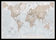 Small The World Is Art - Wall Map Neutral (Pinboard & framed - Black)