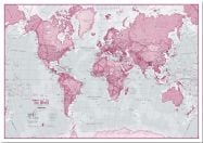 Medium The World Is Art - Wall Map Pink (Pinboard)