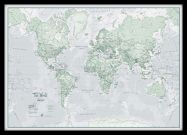 Small The World Is Art - Wall Map Rustic (Pinboard & framed - Black)