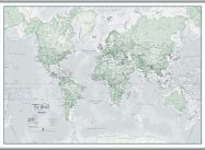 Huge The World Is Art - Wall Map Rustic (Hanging bars)