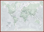 Huge The World Is Art - Wall Map Rustic (Pinboard & framed - Dark Oak)