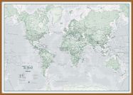 Large The World Is Art - Wall Map Rustic (Wood Frame - Teak)