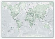Large The World Is Art - Wall Map Rustic (Wood Frame - White)