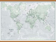 Large The World Is Art - Wall Map Rustic (Wooden hanging bars)