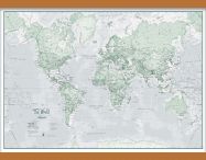 Medium The World Is Art - Wall Map Rustic (Rolled Canvas with Wooden Hanging Bars)