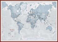 Large The World Is Art - Wall Map Teal (Pinboard & framed - Dark Oak)