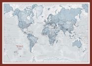 Medium The World Is Art - Wall Map Teal (Pinboard & framed - Dark Oak)