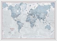 Small The World Is Art - Wall Map Teal (Pinboard & wood frame - White)