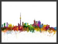 Medium Toronto Canada Watercolour Skyline (Wood Frame - Black)