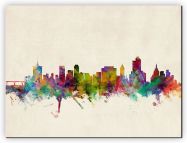 Extra Small Tulsa Oklahoma Watercolour Skyline (Canvas)