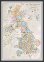 Medium UK Classic Wall Map (Pinboard & wood frame - Black)