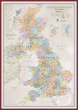 Huge UK Classic Wall Map (Pinboard & framed - Dark Oak)