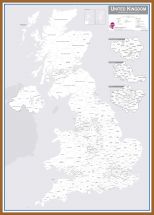 UK Parliamentary Boundary Outline Map (Pinboard & wood frame - Teak)