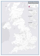 UK Parliamentary Boundary Outline Map (Wood Frame - White)