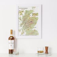 Scratch Off Scotland Whisky Distilleries Print (Pinboard & wood frame - White)