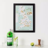 Scratch Off UK Gin Distilleries Print (Pinboard & wood frame - Black)