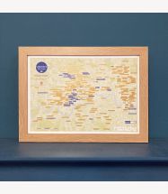 English Heritage Scratch Off London's Blue Plaques Print (Pinboard & wood frame - Oak Style)