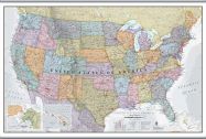 Large USA Classic Wall Map (Hanging bars)