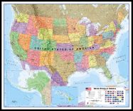 Large USA Wall Map Political (Pinboard & framed - Black)