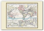 Medium Vintage British Empire World Map 1896 (Canvas)