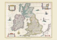 Vintage British Isles World Map Willem and Johan Blaeu 17th Century