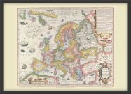 Medium Vintage Gerard Mercator Europe Map 1606 (Wood Frame - Black)