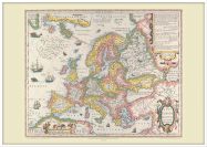 Large Vintage Gerard Mercator Europe Map 1606 (Wood Frame - White)