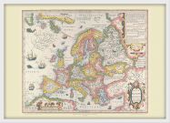 Medium Vintage Gerard Mercator Europe Map 1606 (Wood Frame - White)