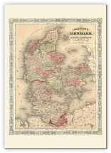 Medium Vintage Johnsons Map of Denmark (Canvas)