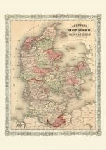 Vintage Johnsons Map of Denmark