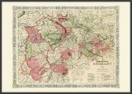 Large Vintage Johnsons Map of Germany No 2 (Wood Frame - Black)