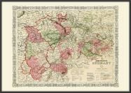 Large Vintage Johnsons Map of Germany No 2 (Wood Frame - Black)