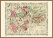 Large Vintage Johnsons Map of Germany No 2 (Pinboard & wood frame - Teak)