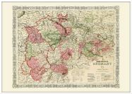 Large Vintage Johnsons Map of Germany No 2 (Pinboard & wood frame - White)