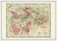 Medium Vintage Johnsons Map of Germany No 2 (Wood Frame - White)