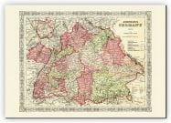 Large Vintage Johnsons Map of Germany No 3 (Canvas)