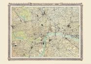 Medium Vintage London Map from the Royal Atlas 1898 (Rolled Canvas - No Frame)