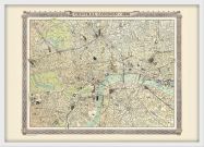 Medium Vintage London Map from the Royal Atlas 1898 (Pinboard & wood frame - White)