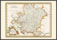 Large Vintage Map of Franconia (Pinboard & wood frame - Black)