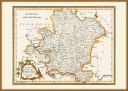Large Vintage Map of Franconia (Pinboard & wood frame - Teak)