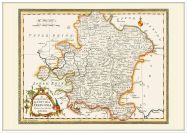 Large Vintage Map of Franconia (Pinboard & wood frame - White)