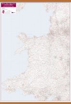 Wales, West Midlands and North West Postcode District Map (Wooden hanging bars)