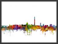 Medium Washington DC Watercolour Skyline (Pinboard & wood frame - Black)