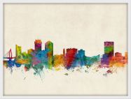 Medium Wichita Kansas Watercolour Skyline (Pinboard & wood frame - White)