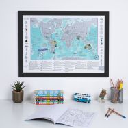 Scratch the World® activity adventure map print (Pinboard & wood frame - Black)