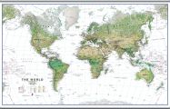 Huge World Wall Map Environmental White Ocean (Rolled Canvas with Hanging Bars)
