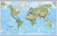 Huge World Wall Map Environmental (Rolled Canvas with Hanging Bars)
